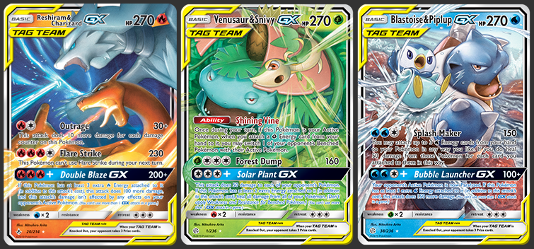 Charizard, Venusaur, and Blastoise GX Starters