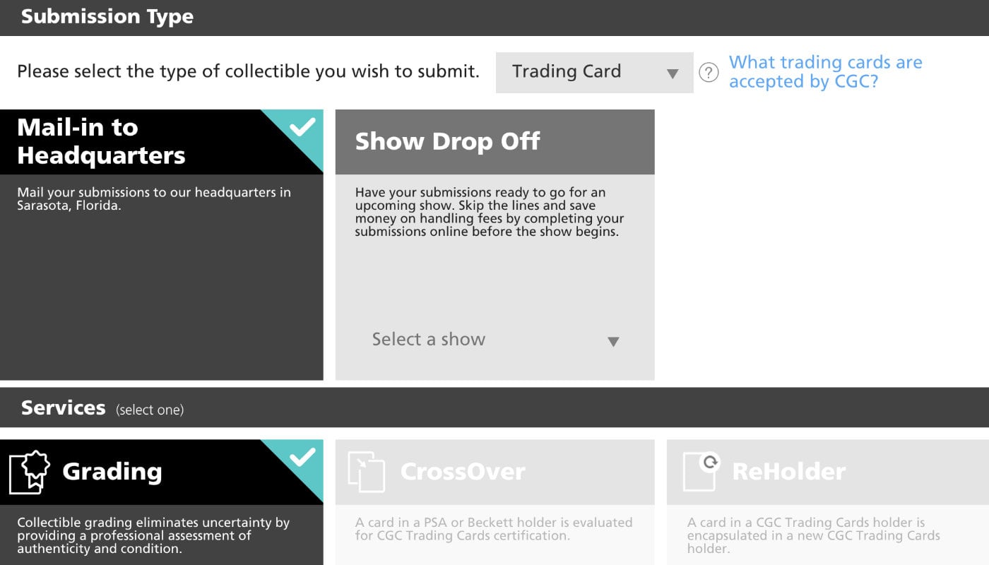 Choosing a CGC Submission Type