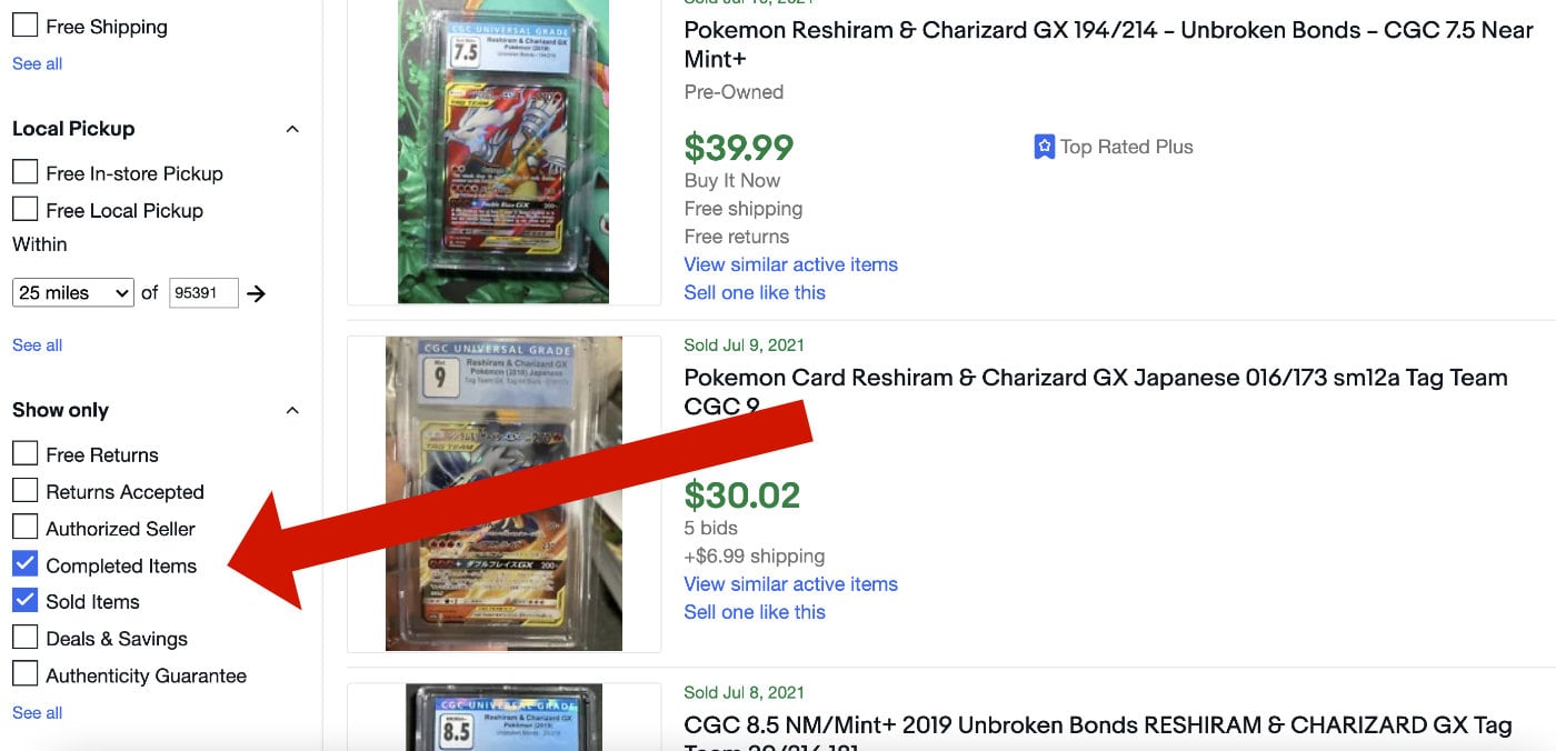 Pricing Pokémon TCG Cards with eBay